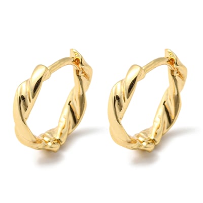Aros argollas huggie torsión 13x14 mm baño oro / par