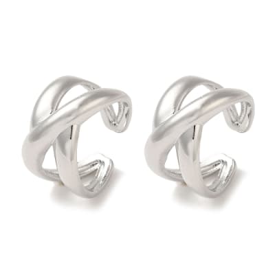 Ear cuff aros solitarios cruzado 10 mm baño platino / unidad