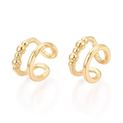 Ear cuff aros solitarios dos capas 12 mm baño oro / unidad