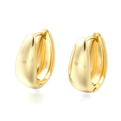 Aros argollas chunky huggie Forma U 18 mm baño oro / par