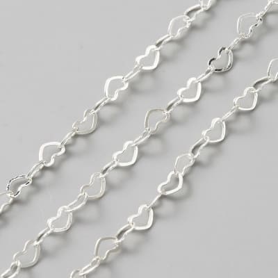 Cadena eslabón corazón 5x3.5 mm baño de plata / metro
