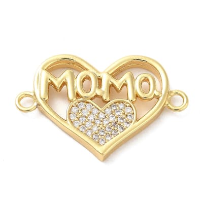 Dije conector corazón mamá zircón 16x25 mm baño de oro / unidad
