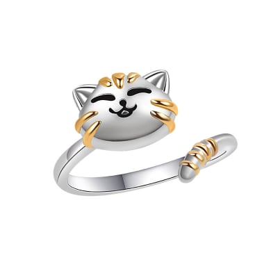 Anillo giratorio antiestrés gato felino baño de platino / unidad