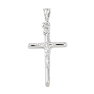 Dije colgante maxi cruz cristo 43.5 mm baño oro platino / unidad