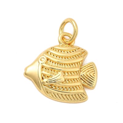 Dije colgante pez ángel 14 mm baño oro / unidad