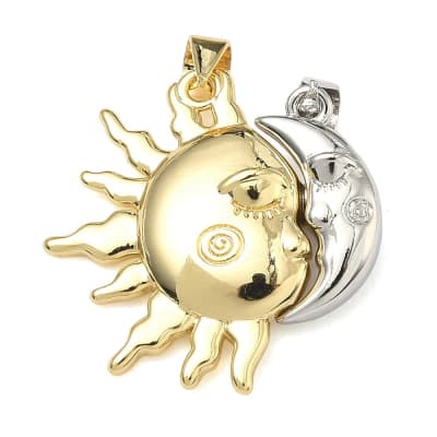 Dijes colgante sol y luna 26.5 mm baño oro platino / set