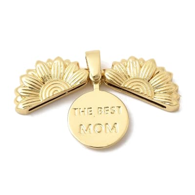 Dije colgante flor abierta mamá mom 20 mm baño de oro / unidad