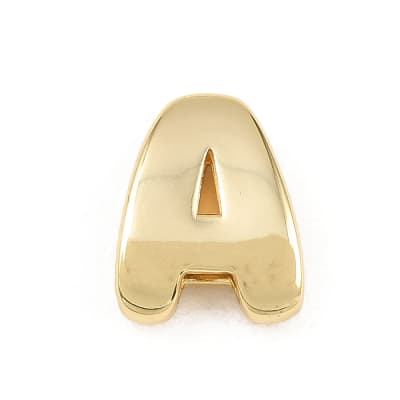 Letras pasadoras orificio grande 15 mm baño de oro / unidad