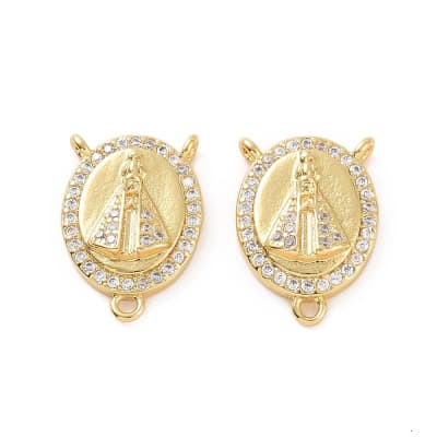 Dije Vitela virgen del valle aparecida 17.5 mm baño oro zircón / unidad