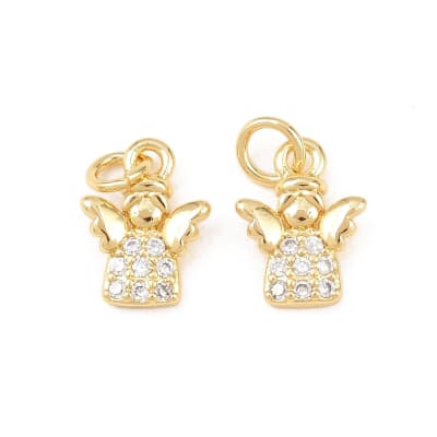 Dije colgante angel 12x9 mm baño oro zircón / unidad