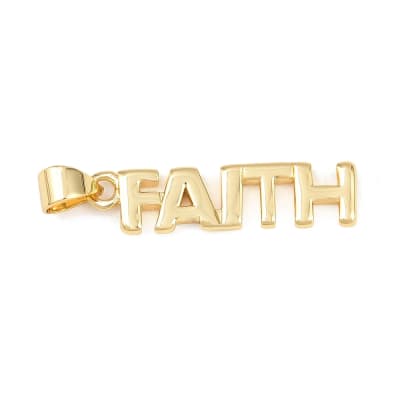 Dije colgante fe faith vertical 24x6 mm baño de oro / unidad