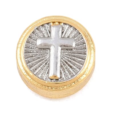 Dije pasador círculo cruz relieve 10 mm baño oro platino / unidad