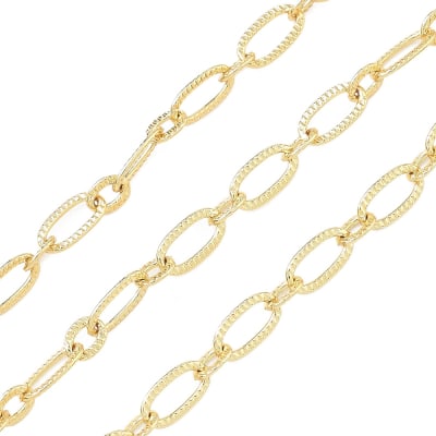 Cadena de eslabón ovalado texturizado 8x4 mm baño oro / metro