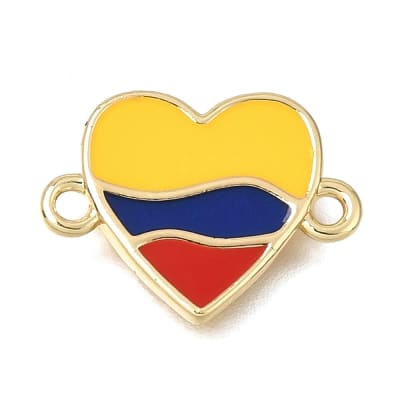 Dije conector esmaltado corazón Colombia 16 mm baño oro / unidad
