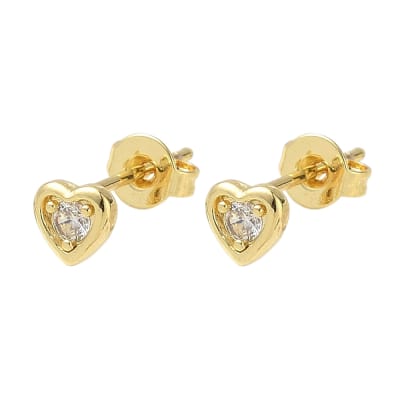 Aros topo topito corazón punto de luz 5 mm baño oro / par