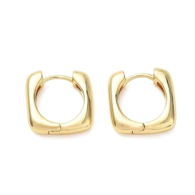 Aros argollas cuadradas puffy 16 mm baño de oro / par