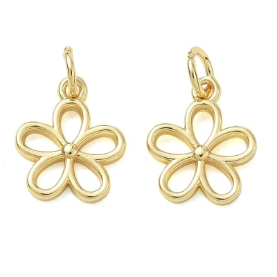Dije colgante silueta flor 13 mm baño oro / unidad