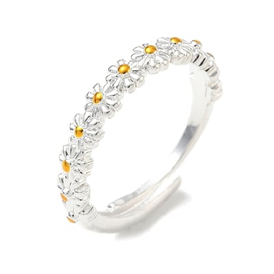 Anillo ajustable margaritas 4 mm baño de plata / unidad