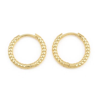 Aros argollas trenzadas 18 mm baño de oro / par