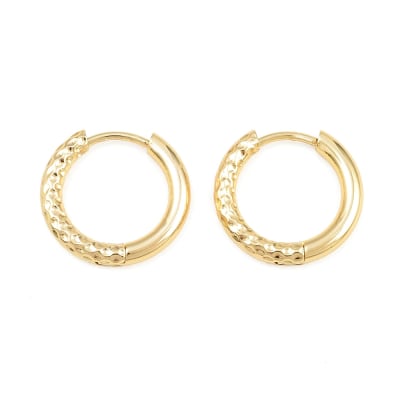 Aros argollas liso rugoso 17 mm baño de oro / par