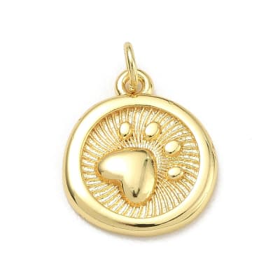 Dije colgante medalla patita mascota relieve 17 mm baño oro / unidad