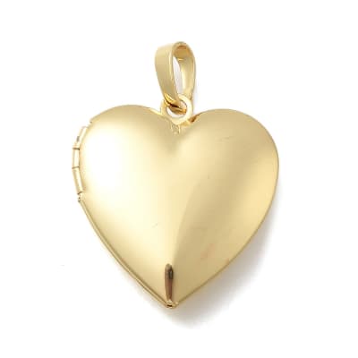 Relicario foto portafoto locket corazón liso 25 mm baño oro / unidad