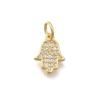 Dije colgante hamsa mano de Fátima 12 mm baño de oro / unidad