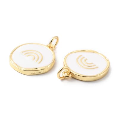 Dije colgante esmaltado arco iris 18 mm baño de oro / unidad