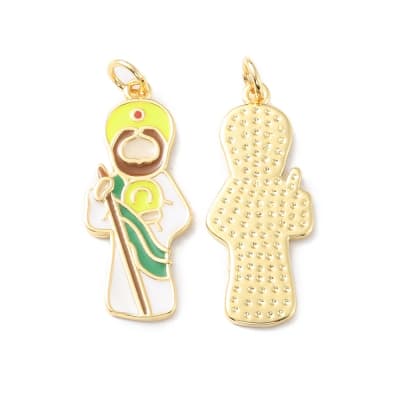 Dije colgante esmaltado San Judas Tadeo 28 mm baño de oro / unidad