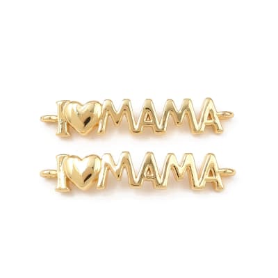 Dije conector I love mamá 27 mm baño de oro / unidad