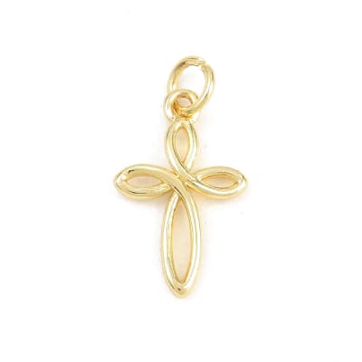 Dije colgante cruz infinita 17.5 mm baño de oro / unidad