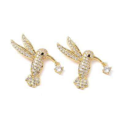 Dije colgante colibrí pica flor 23 mm baño oro zircón / unidad
