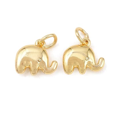 Dije colgante mini elefante 10 mm baño oro / unidad