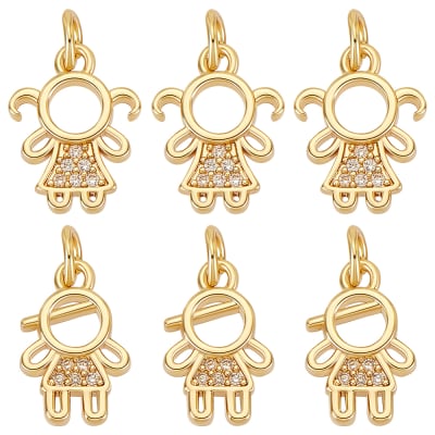 Dije colgante niña niño zircón 14 mm baño de oro / unidad