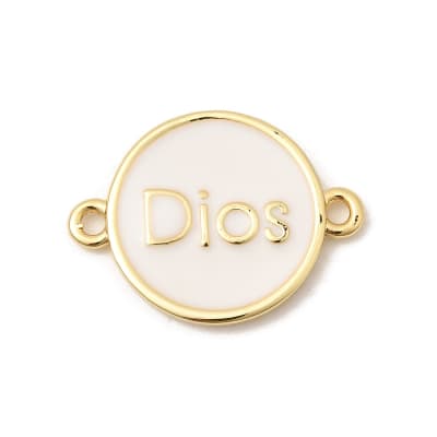 Dije conector medalla Dios esmaltado baño oro / unidad