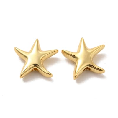 Dije pasador estrella de mar 12 mm baño oro / unidad