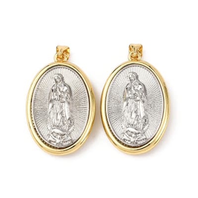 Dije colgante medalla virgen de guadalupe 30.5 mm bicolor baño oro platino / unidad