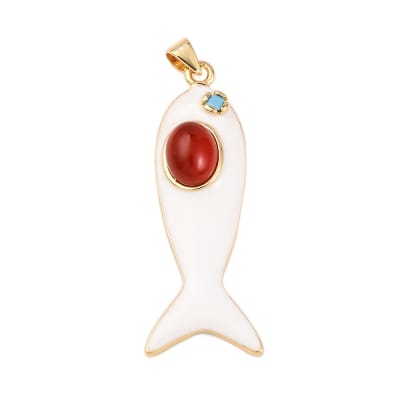 Maxi dije colgante pescado pez 43x16 mm baño oro / unidad