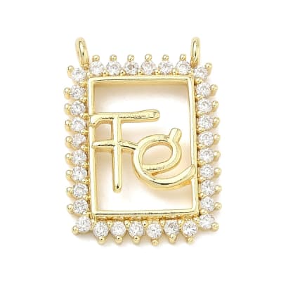 Dije conector escapulario fe 21x15 mm baño oro zircón / unidad