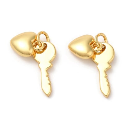 Dije colgante llave corazón 16 mm baño de oro / unidad