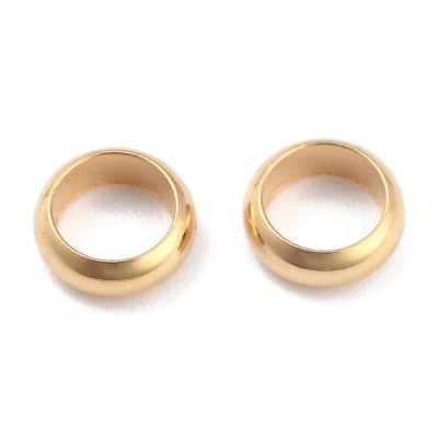 Cuenta separador balin plano 7x2.5 mm orificio grande baño de oro / unidad