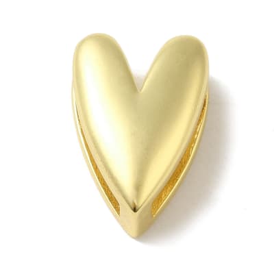 Dije pasador corazón alargado orificio grande 15 mm baño oro platino / unidad