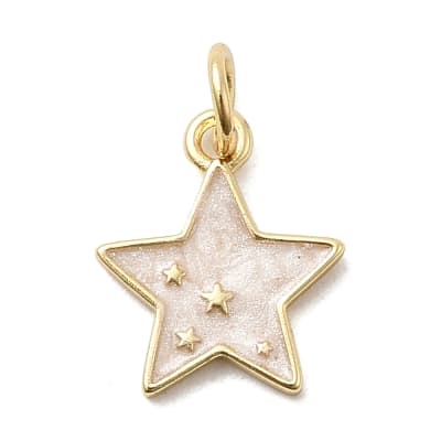 Dije colgante esmaltado estrella 13 mm baño de oro / unidad