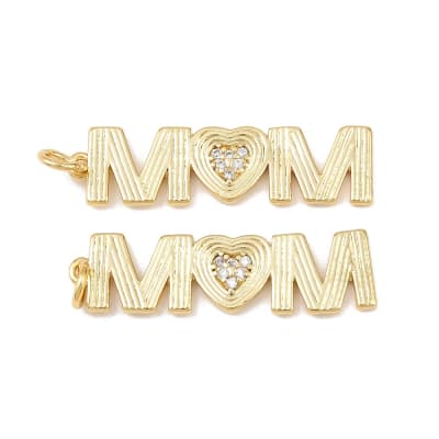 Dije colgante mamá mom vertical 31 mm baño de oro / unidad