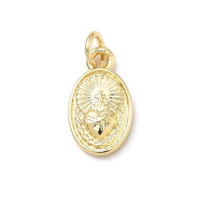 Dije colgante medalla sagrado corazón 14 mm baño de oro / unidad