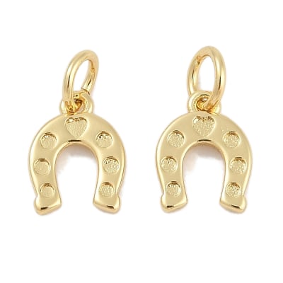 Dije colgante herradura amuleto suerte 9.5 mm baño oro/ unidad
