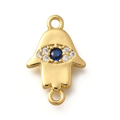 Dije conector hamsa ojo turco protección 17 mm baño de oro / unidad