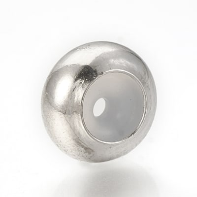 Broche redondo ajustable con goma interna 7.5x4 mm baño platino / unidad