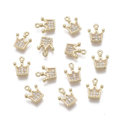 Dije colgante mini corona triángulo baño oro zircón / unidad