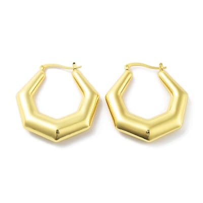 Aros argollas polígono chunky 44.5 mm baño oro / par